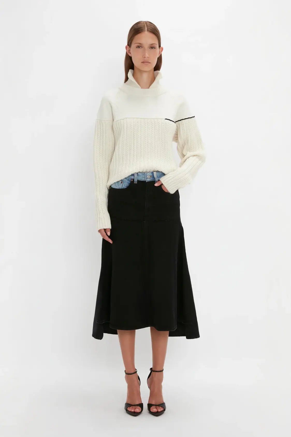 Polo Neck Knitted Top In White